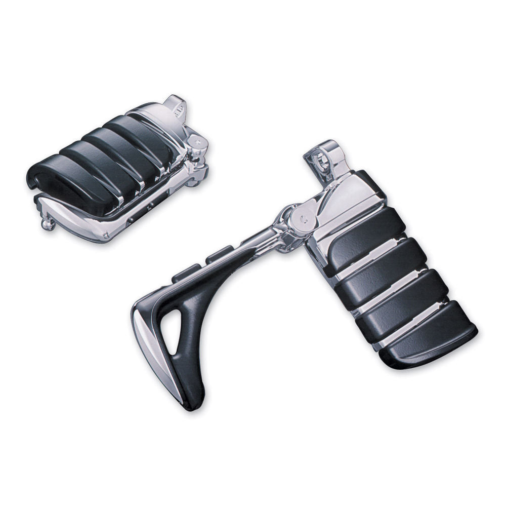 Kuryakyn Chrome Rubber Switchblade Hidden Heel Rest Footpeg Pegs Set Pair Harley