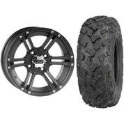 Set of 2 Mounted Wheel and Tire Kit Wheel: 12x7 5+2 4/110 Tire: 26x9-12 6 Ply
