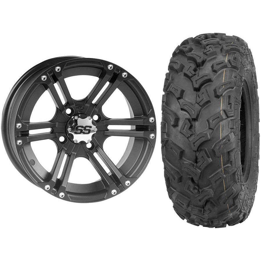 Set of 2 Mounted Wheel and Tire Kit Wheel: 12x7 5+2 4/110 Tire: 26x9-12 6 Ply