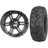 Set of 2 Mounted Wheel and Tire Kit Wheel: 12x7 5+2 4/110 Tire: 26x9-12 6 Ply