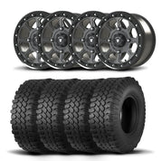 Set of Four Bullite Ruler Wheels 14" Gray And Kenda K576A Kongur Tires [30x10R-14]
