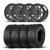 Set of Four Bullite Ruler Wheels 14" Gray And Kenda K576A Kongur Tires [30x10R-14]