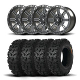 Set of Four Bullite Lancer Wheels 14" Gray And Kenda K587 Bearclaw HTR Tires [27x9.5R-14]