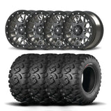 Juego de cuatro ruedas Bullite Rider de 15" grises y neumáticos Kenda K3201 Mastodon HT [32x10R-15]