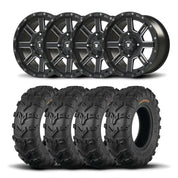 Set of Four Bullite Lancer Wheels 14" Black And Kenda K592 Bearclaw EVO Tires [28x9-14]