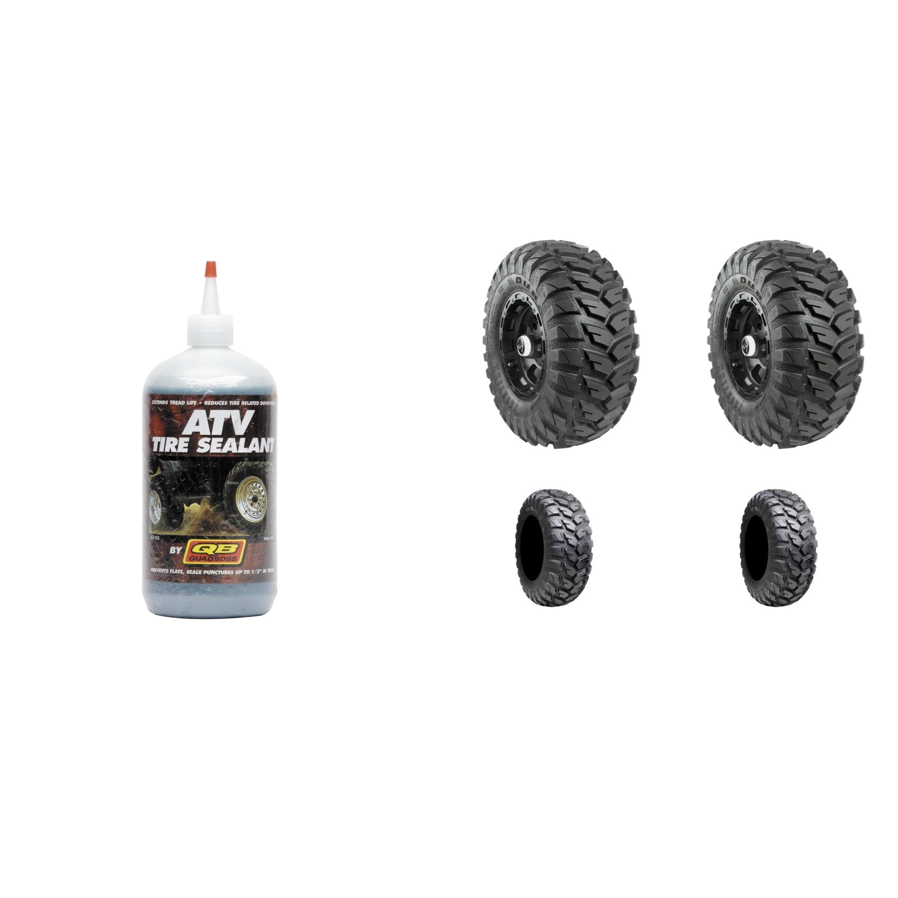 4 ATV Tires (Frontier DI2037 Radial 25x8R-12 Front, 25x10R-12 Rear) with Sealant