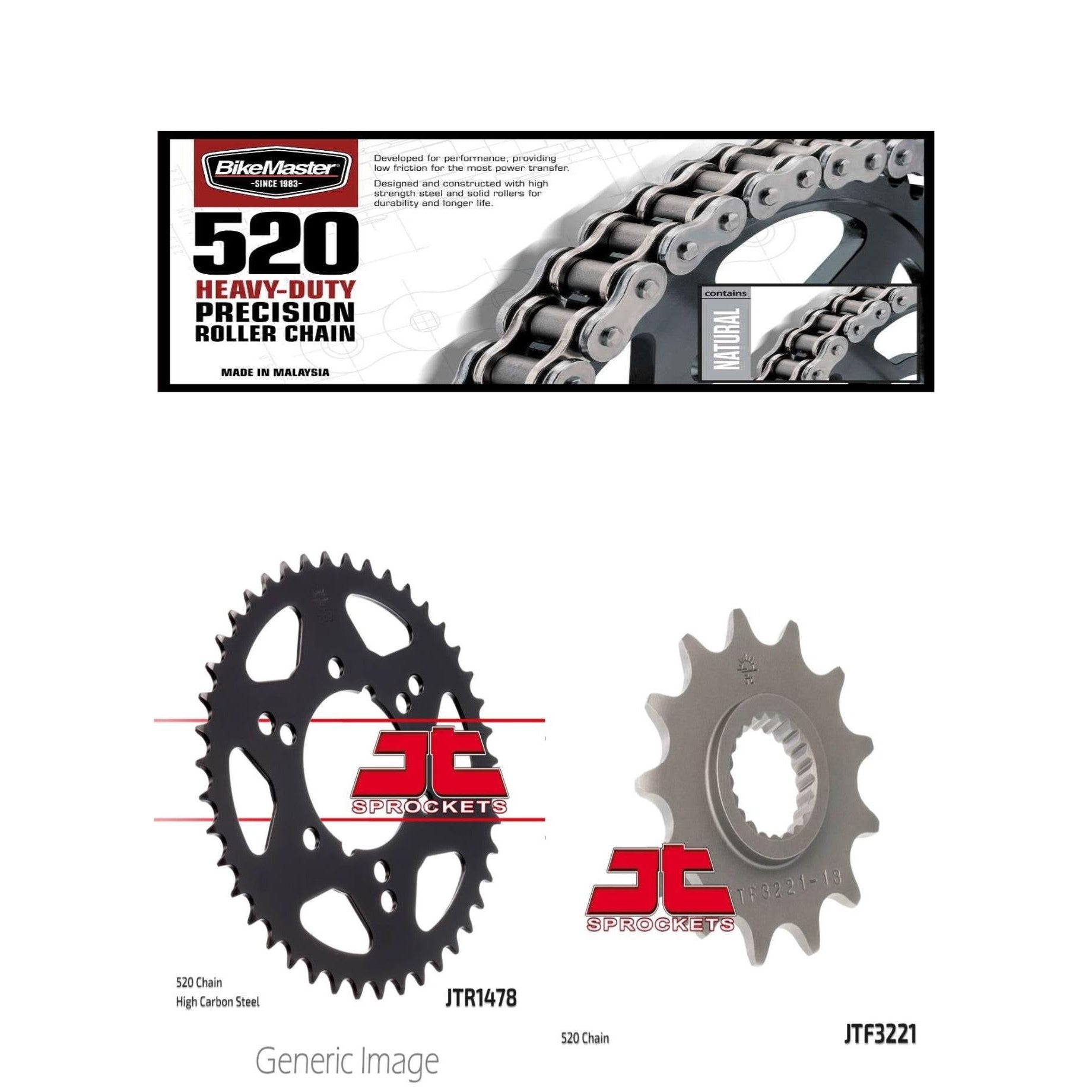 520H Heavy-Duty Chain,Front & Rear Sprocket Kit POL 350L Trail Boss 2x4 90-93