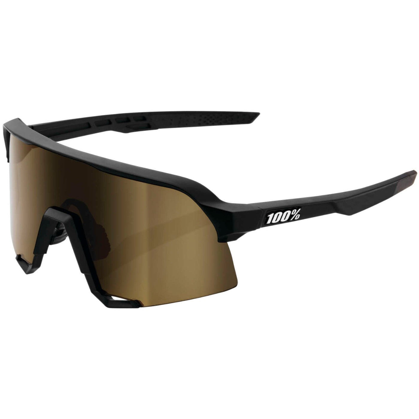 100% S3 Performance Sunglasses Soft TactBlack with Gold Lens