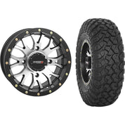 Set of 2 Mounted Wheel and Tire Kit Wheel: 14x7 5+2 4/156 Tire: 28x10-14 8 Ply