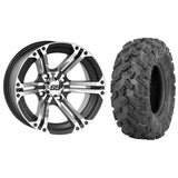 Set of 2 Mounted Wheel and Tire Kit Wheel: 12x7 5+2 4/110 Tire: 25x8-12 6 Ply