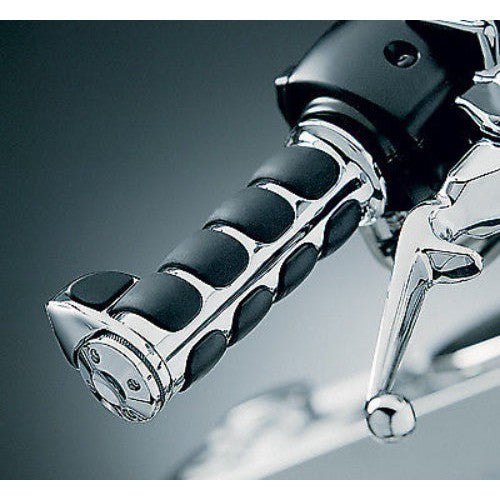 Kuryakyn Chrome Rubber Soft Premium ISO TBW Grips w/ Throttle Boss Harley 6228