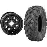 Set of 2 Mounted Wheel and Tire Kit Wheel: 12x7 5+2 4/110 Tire: 27x9-12 6 Ply