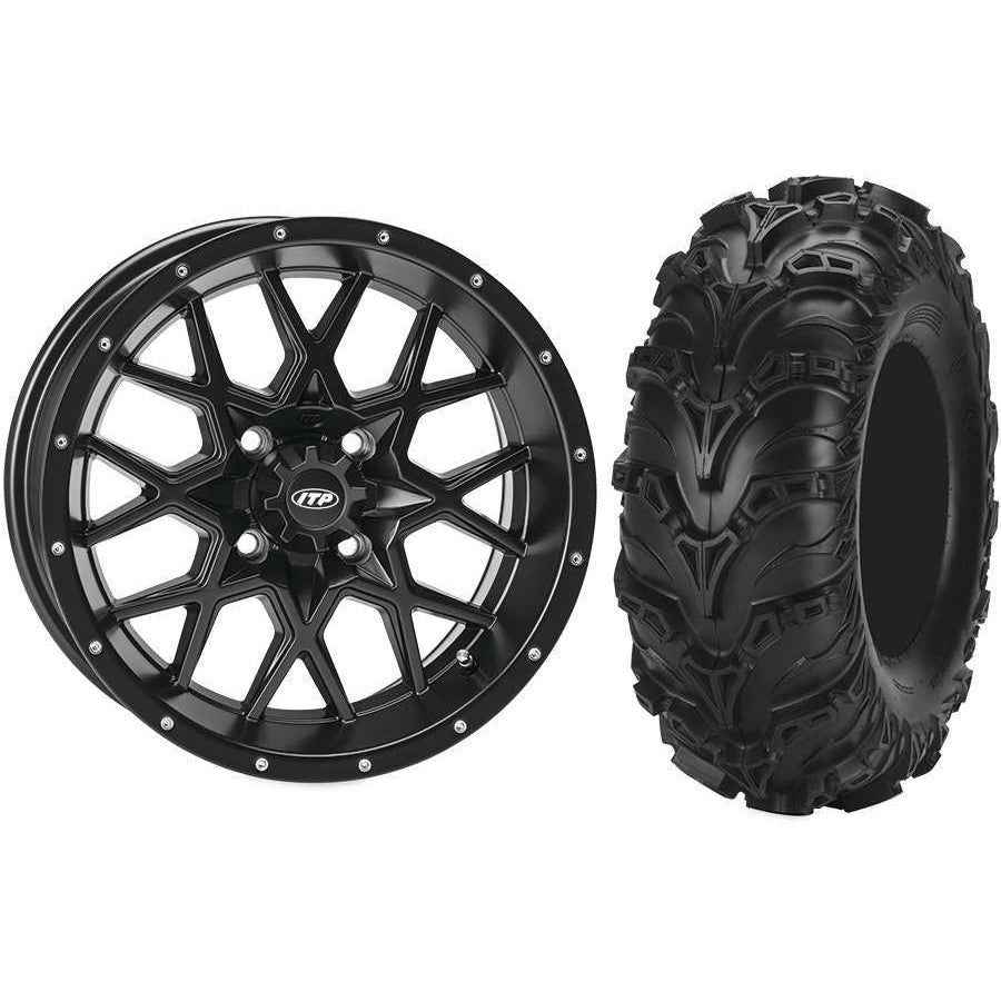 Set of 2 Mounted Wheel and Tire Kit Wheel: 14x7 2+5 4/110 Tire: 27x11-14 6 Ply