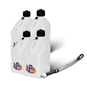 VP Racing 4 Pack White 5.5 Gallon Square Utility Jugs + Deluxe Fill Hose