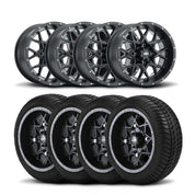 ITP Storm Series 12" Machined Black Wheels And Ultra GT Bias Tires [215/40-12]