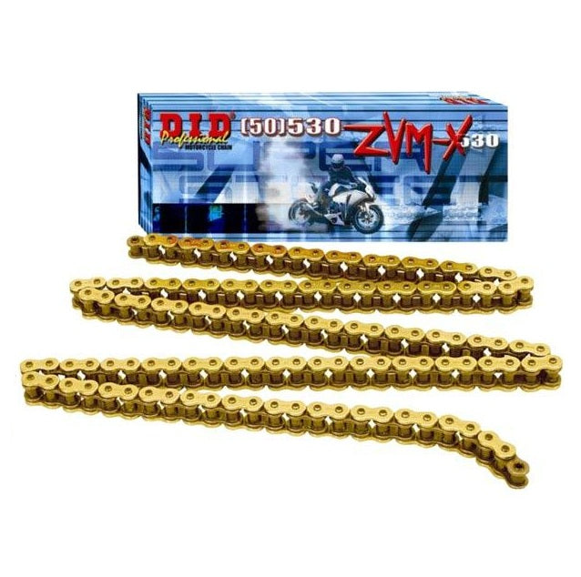DID 530ZVM-X Super Street Series Chain 120 Links Gold for Street Motorcycle