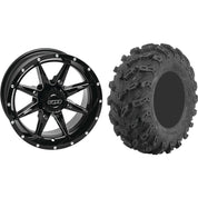 Set of 2 Mounted Wheel and Tire Kit Wheel: 14x7 5+2 4/110 Tire: 27x9-14 8 Ply