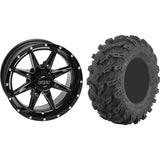 Set of 2 Mounted Wheel and Tire Kit Wheel: 14x7 5+2 4/110 Tire: 27x9-14 8 Ply