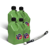 VP Racing 4 Pack Green 5.5 Gallon Square Utility Jugs + Deluxe Fill Hose