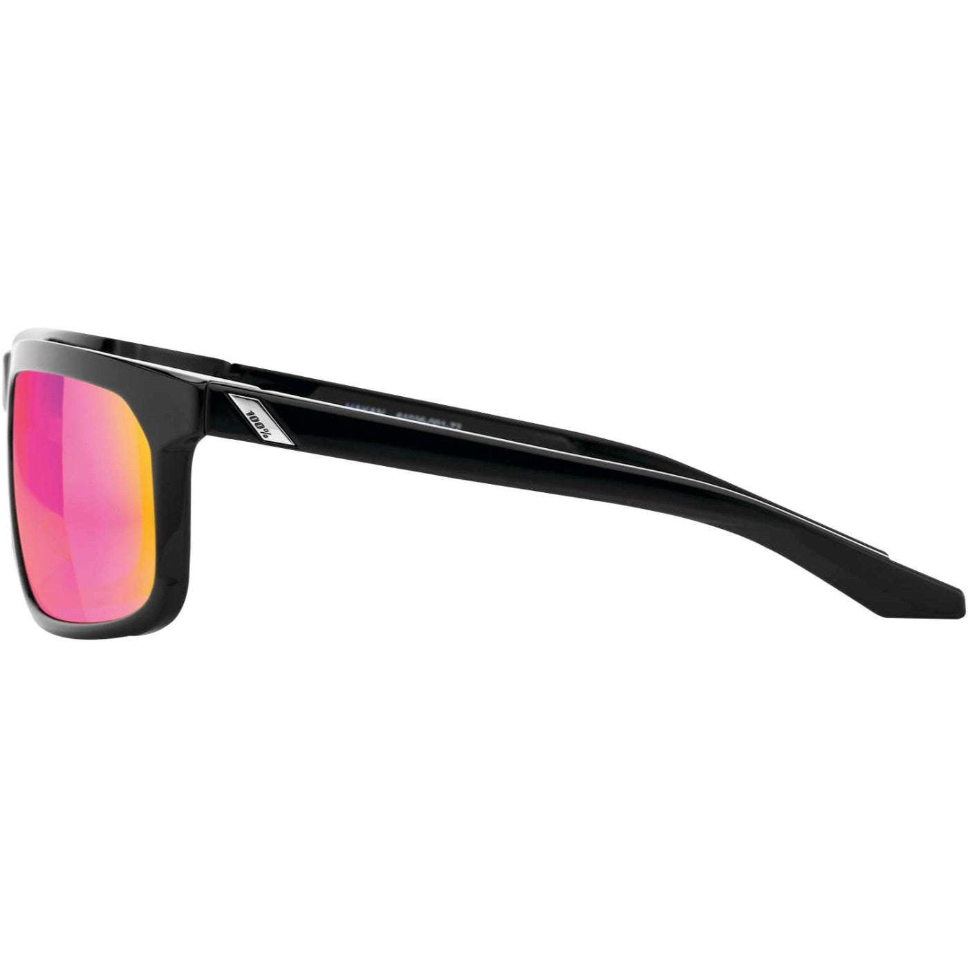 100% Hakan Sunglasses Polished Black with Purple Multilayer Mirror Lens - 61036-001-72