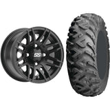 Set of 2 Mounted Wheel and Tire Kit Wheel: 14x7 5+2 4/110 Tire: 27x9-14 8 Ply