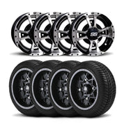 ITP SS112 Sport 12" Machined Black Wheels And Ultra GT Bias Tires [215/40-12]