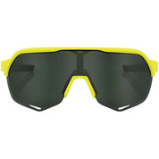 100% S2 Sunglasses Soft Tact Banana with Grey Green Lens - 61003-004-74