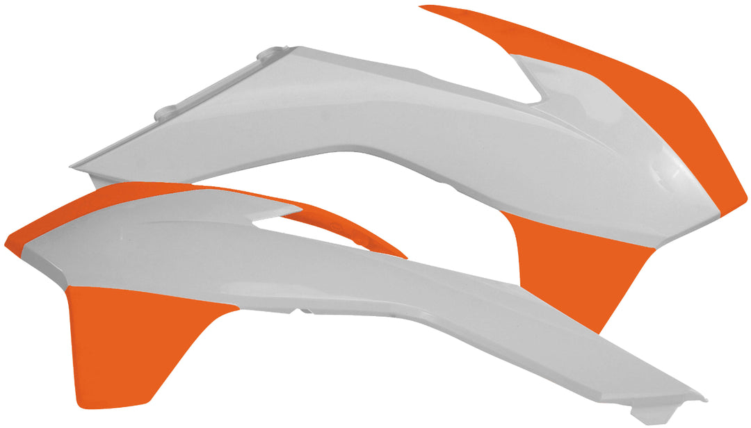 Acerbis White/Orange Radiator Shrouds for KTM - 2314251088