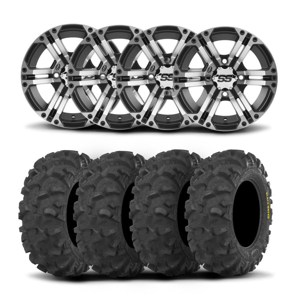ITP SS212 15" Machined Black Wheels And Blackwater Evolution Tires [30x10-15]