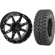 Set of 2 Mounted Wheel and Tire Kit Wheel: 14x7 5+2 4/137 Tire: 27x11-14 8 Ply