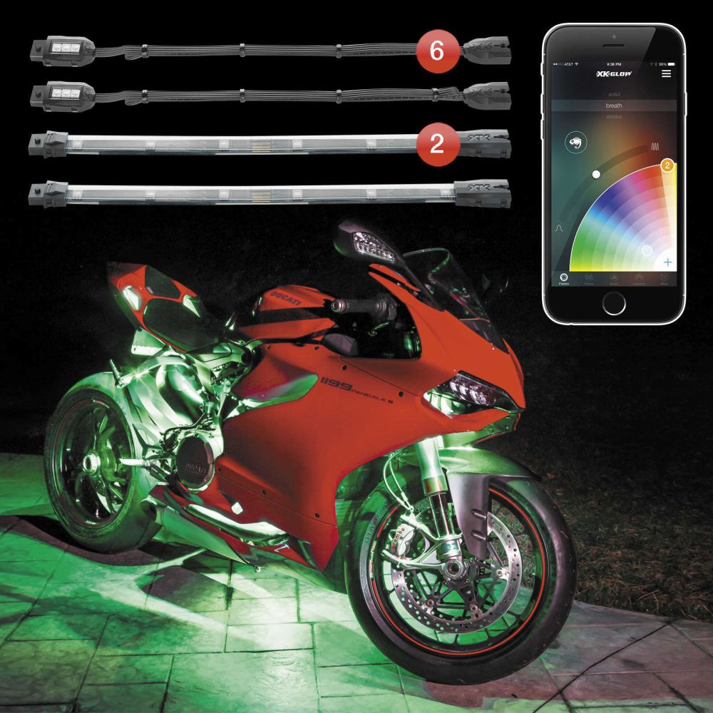 XK Glow 6 Pod 2 Strip Mini Light Kit - KS-MOTO-MINI