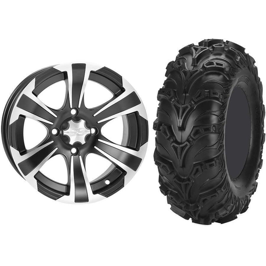 Set of 2 Mounted Wheel and Tire Kit Wheel: 14x6 4+2 4/110 Tire: 27x9-14 6 Ply