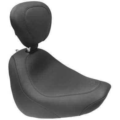 Mustang Wide Tripper Solo Smooth Seat With Backrest Black 79336