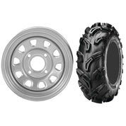 Set of 2 Mounted Wheel and Tire Kit Wheel: 12x7 4+3 4/156 Tire: 26x9-12 6 Ply