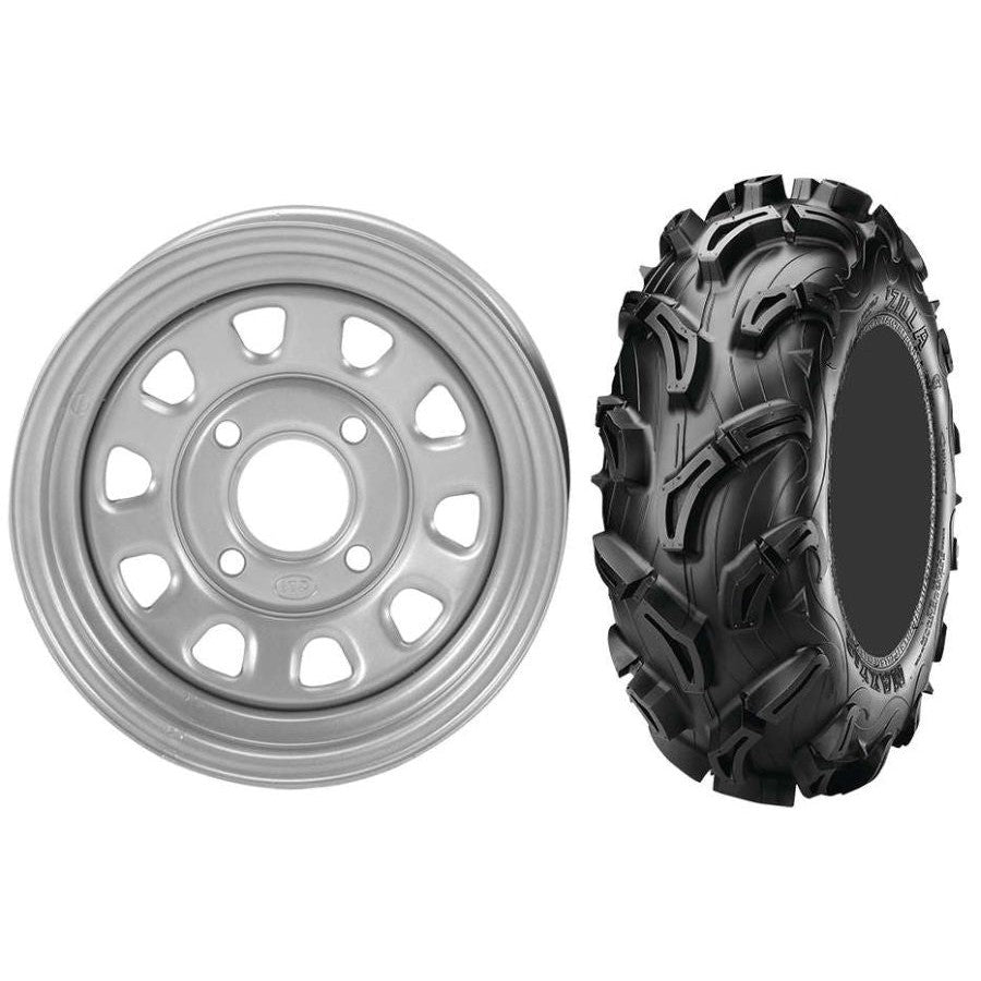 Set of 2 Mounted Wheel and Tire Kit Wheel: 12x7 4+3 4/156 Tire: 26x9-12 6 Ply