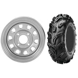 Set of 2 Mounted Wheel and Tire Kit Wheel: 12x7 4+3 4/156 Tire: 26x9-12 6 Ply