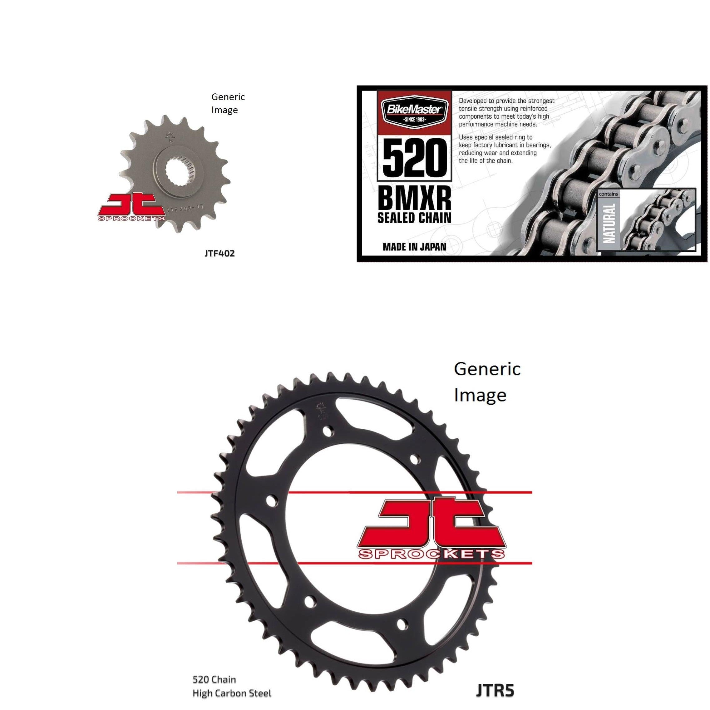 520 BMXR Chain Natural, Front & Rear Sprocket Kit BMW 650 Xchallenge 2007-2008