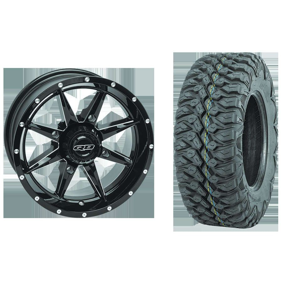 Set of 2 Mounted Wheel and Tire Kit Wheel: 14x7 5+2 4/110 Tire: 27x11-14 8 Ply