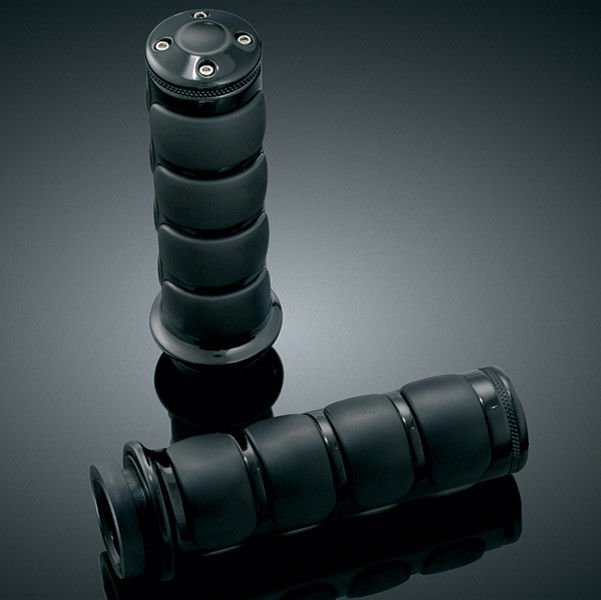 Kuryakyn Black Rubber Soft ISO TBW Hand Grip Grips Harley Touring Softail 08-18
