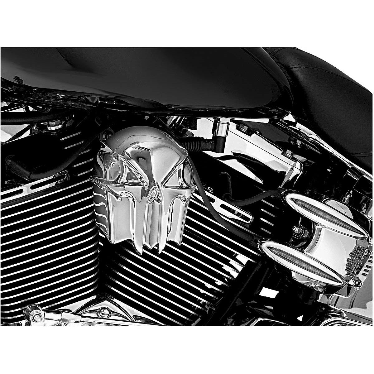New Harley FLHRCI Road King Classic 1998-2006Skull Horn Cover Chrome by Kuryakyn