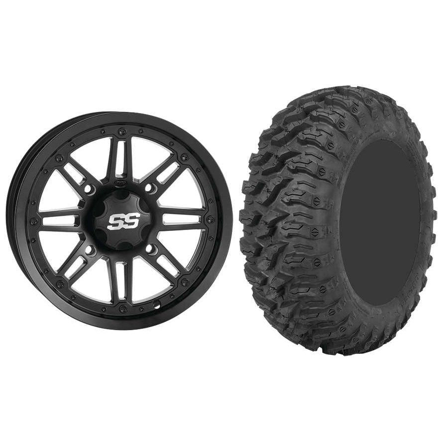 Set of 2 Mounted Wheel and Tire Kit Wheel: 14x7 4+3 4/156 Tire: 27x11-14 8 Ply