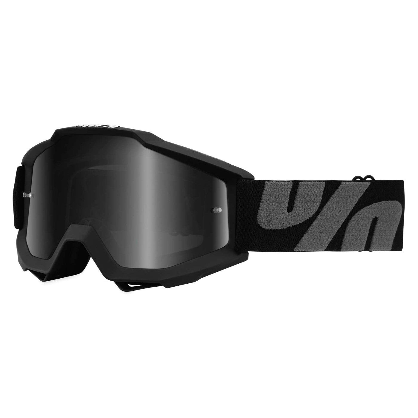 100% Gen1 Accuri ATV Goggles Superstition Black with Dark Smoke Lens OTG - 50205-118-01