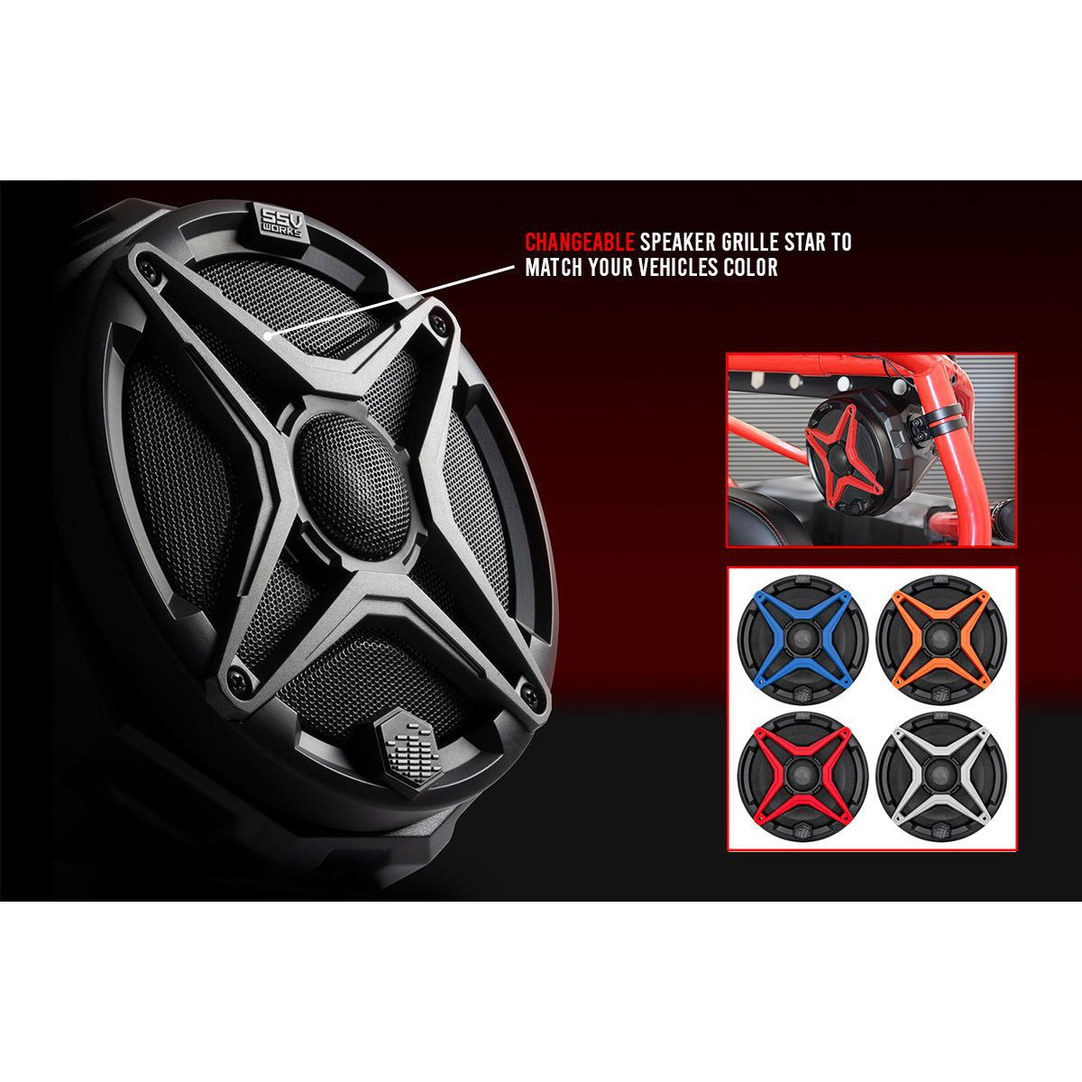 SSV Works Rear 6.5" Speaker Pods With Grey Grilles For Polaris Slingshot 15-21