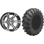 Set of 2 Mounted Wheel and Tire Kit Wheel: 12x7 2+5 4/110 Tire: 27x9-12 8 Ply