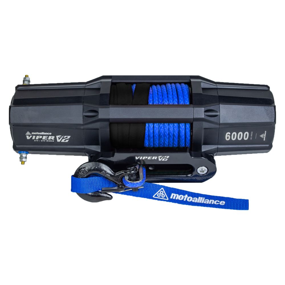 Viper V2 UTV Winch Kit 6000 lb Wide Spool With 60 Feet Blue Synthetic Rope With Mount For Can-Am Maverick X3 2017-2021