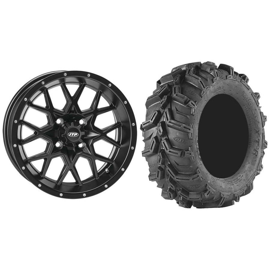 Set of 2 Mounted Wheel and Tire Kit Wheel: 12x7 5+2 4/137 Tire: 25x10-12 6 Ply