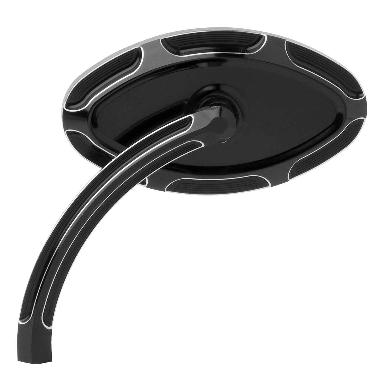 Arlen Ness Black Beveled Short Stem Right Side Handlebar Mirror Harley or Metric