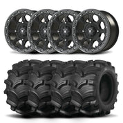 Set of Four Bullite Ruler Wheels 14" Gray And Kenda K538 Executioner Tires [28x11-14]