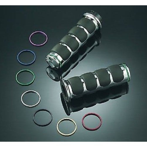 Kuryakyn Chrome Rubber Soft ISO Dual Cable Hand Grips Traditional Harley Dyna