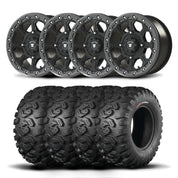 Set of Four Bullite Ruler Wheels 15" Gray And Kenda K3201 Mastodon HT Tires [35x10R-15]